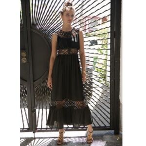 Jonovich Hawk Diana Silk‎ Black Midi Dress